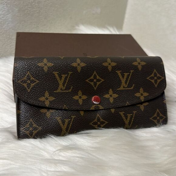 💯Authentic LOUIS VUITTON Monogram Emilie Wallet Red🍀 - Picture 9 of 15